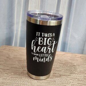 20oz Black Stainless Steel Insulated Tumbler with clear lid for teachers